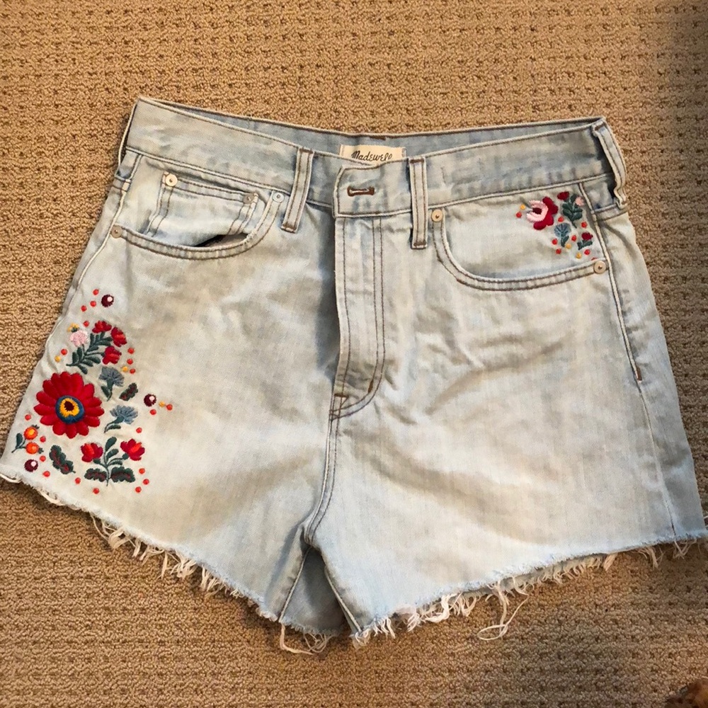 Madewell high waisted embroidered shorts